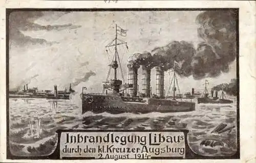 Ak Liepaja Libau Lettland, Deutsches Kriegsschiff, Augsburg, kleiner Kreuzer, I WK