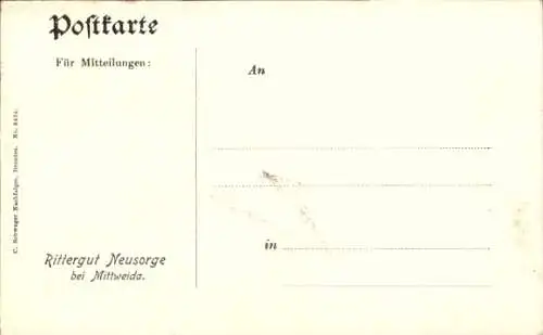 Ak Neusorge Mittweida in Sachsen, Rittergut