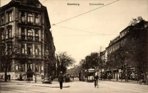 Ak Hamburg Eimsbüttel Rotherbaum, Grindelallee, Straßenbahn