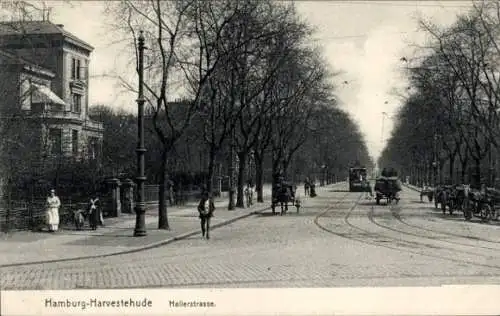 Ak Hamburg Eimsbüttel Harvestehude, Hallerstraße, Straßenbahn