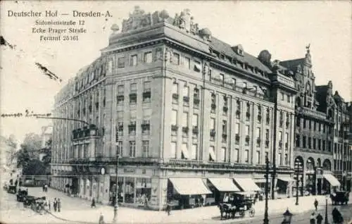 Ak Dresden Altstadt, Deutscher Hof, Sidonienstraße Ecke Prager Straße