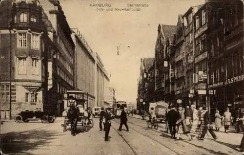 Ak Hamburg Mitte Altstadt, Steinstraße, Passanten, Straßenbahn Linie 12