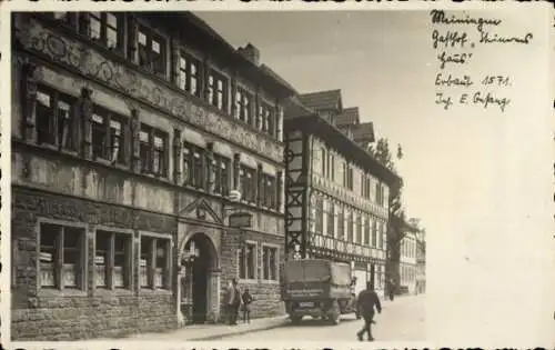 Foto Ak Meiningen in Thüringen, Gasthof Steinernes Haus, Inh. Ernst Gesang, Brauhaus Neustadt Laster