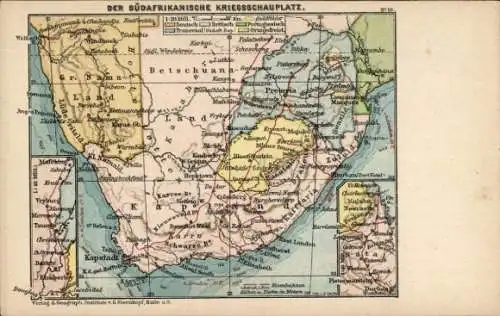 Landkarten Ak Südafrika, Der Südafrikanische Kriegsschauplatz