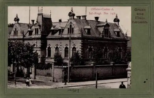 Passepartout Ak Mulhouse Mülhausen Elsass Haut Rhin, Offizier-Kasino Infanterie Regt. No. 142
