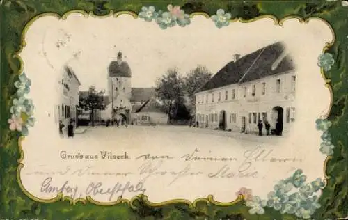 Präge Passepartout Ak Vilseck Oberpfalz Bayern, Teilansicht, Platz