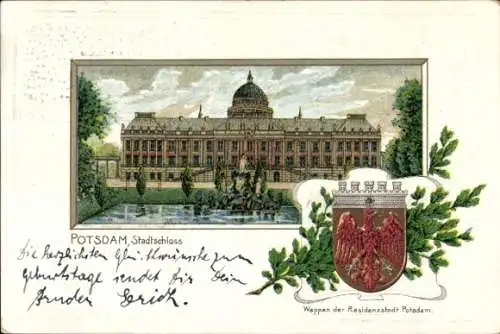 Präge Wappen Litho Potsdam, Stadtschloss, Residenzstadt