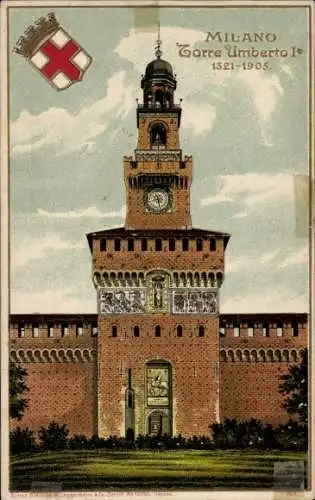 Präge Ak Milano Mailand Lombardia, Turm Umberto I., Wappen