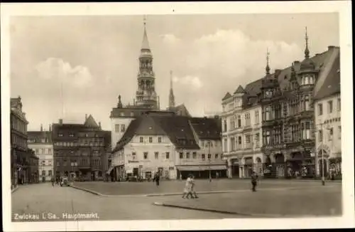 Ak Zwickau in Sachsen, Partie am Hauptmarkt, Apotheke, St. Marien Kirche