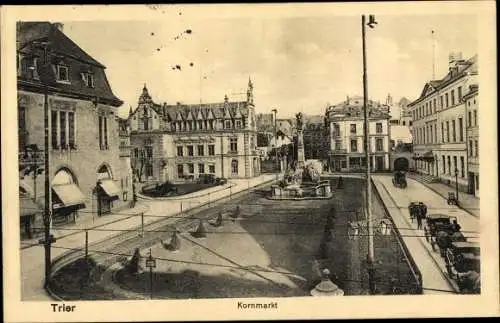 Ak Trier in Rheinland Pfalz, Partie am Kornmarkt, Denkmal