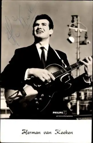 Ak Sänger Herman van Keeken, Portrait, Gitarre, Autogramm