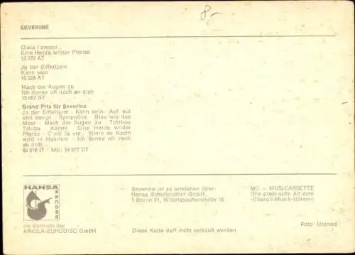 Ak Sängerin Severine, Portrait, Autogramm