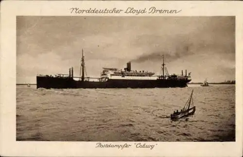 Ak Postdampfer Coburg, Norddeutscher Lloyd Bremen