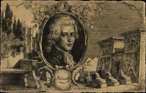 Künstler Ak Heermann, E., Komponist Wolfgang Amadeus Mozart