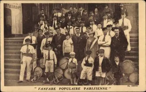 Ak Musiker, Musikinstrumente, Fanfare Populaire Parisenne