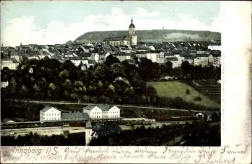 Ak Annaberg Buchholz im Erzgebirge, Bahnhof, Panorama