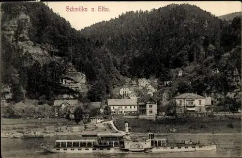 Ak Schmilka Bad Schandau in Sachsen, Salondampfer Auguste Victoria