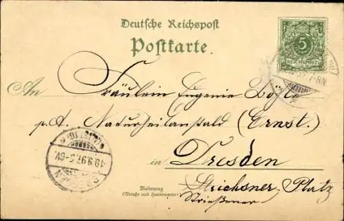 Litho Magdeburg in Sachsen Anhalt, Alter Markt, Kaiserstraße, Kriegerdenkmal