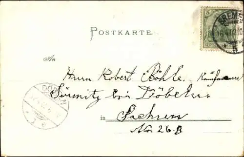 Litho Hansestadt Bremen, Hafen, Schiffe