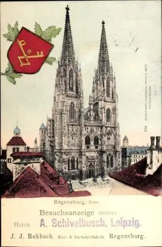 Ak Regensburg an der Donau Oberpfalz, Dom, Besucheranzeige, Wappen