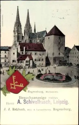 Ak Regensburg an der Donau Oberpfalz, Molkeplatz, Besucheranzeige, Wappen