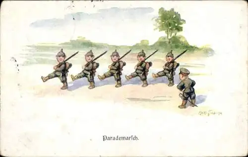 Künstler Ak Hoffmann, Ad., Parademarsch, Deutsche Soldaten