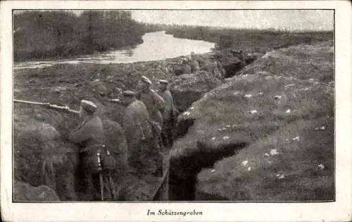 Ak Deutsche Soldaten im Schützengraben, I WK