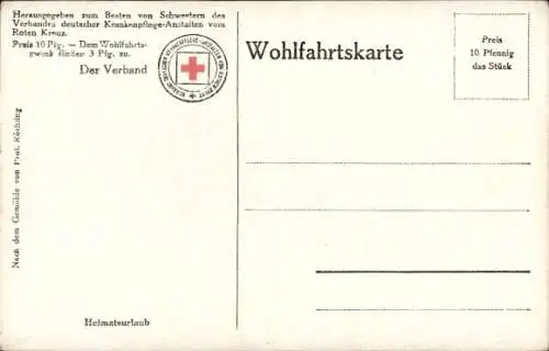 Künstler Ak Röchling, C., Heimatsurlaub, Soldat kehrt Heim zu seiner Familie, Rotes Kreuz