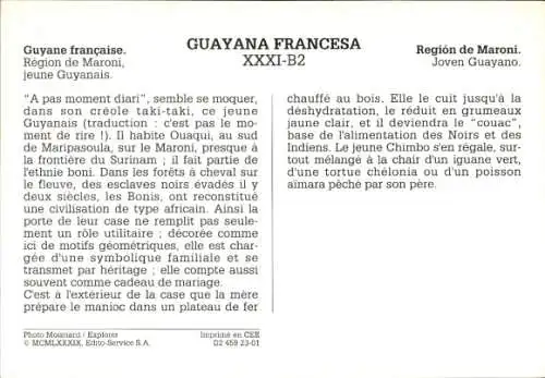 Ak Französisch Guayana, Guyana, Region Maroni, einheimischer Junge