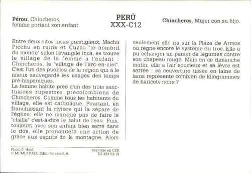 Ak Peru, Chincheros, Mutter mit Kleinkind