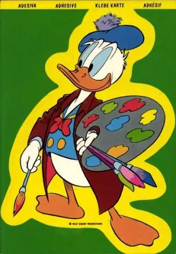 Künstler Ak Disney, Donald Duck als Maler