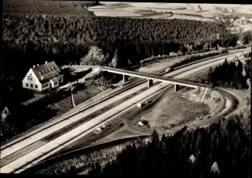 Ak Breitenbach am Herzberg, Rimberg, Autobahn-Rasthaus Heinrich Stumpf, Luftbild