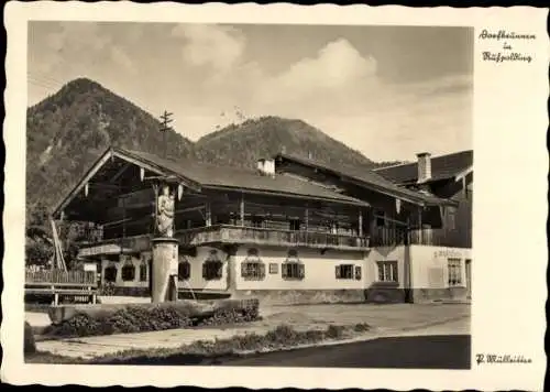 Ak Ruhpolding in Oberbayern, Teilansicht, Brunnen