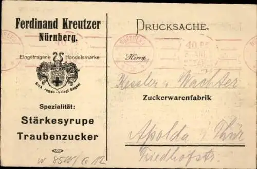 Ak Nürnberg in Mittelfranken, Ferdinand Kreutzer, Handelsmarke, Stärkesyrupe, Traubenzucker