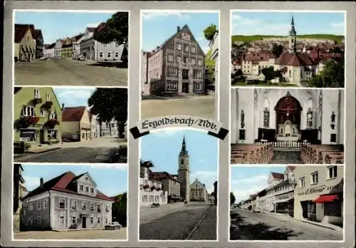 Ak Ergoldsbach in Niederbayern, Teilansichten, Kirche, Innenansicht