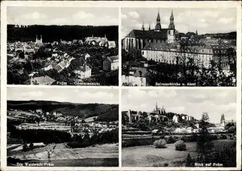 Ak Prüm in der Eifel, Gesamtansicht, Salvatorkirche, Abtei