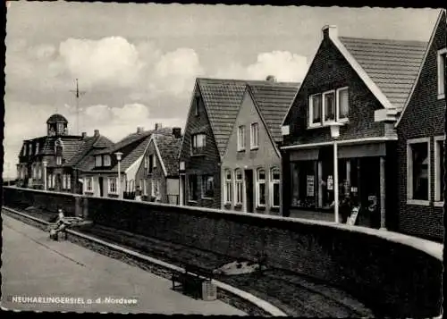 Ak Neuharlingersiel in Niedersachsen, Partie an der Strandpromenade