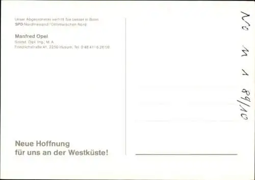 Ak Politiker Manfred Opel, Portrait, Autogramm