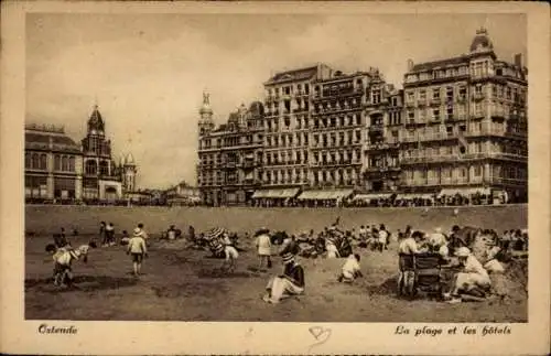 Ak Ostende Ostende Westflandern, Strand, Hotels