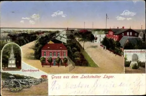 Ak Lockstedt in Schleswig Holstein, Lockstedter Lager, Geschützpark, Armeekorpsstein