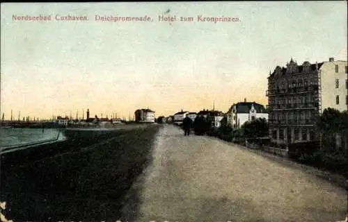 Ak Nordseebad Cuxhaven, Deichpromenade, Hotel zum Kronprinzen