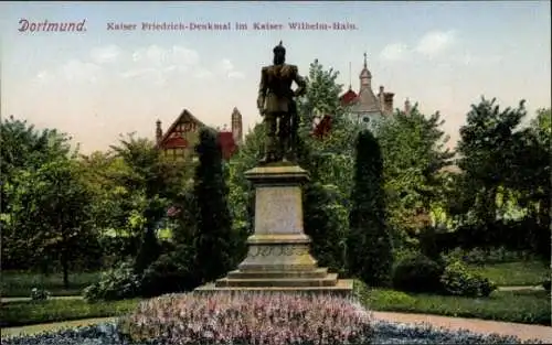 Ak Dortmund im Ruhrgebiet, Kaiser Friedrich Denkmal, Kaiser Wilhelm Hain