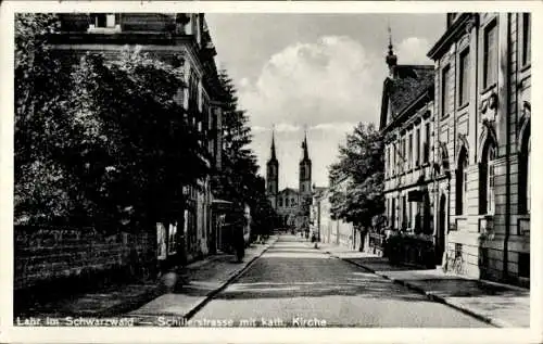 Ak Lahr im Schwarzwald Baden, Schillerstraße, katholische Kirche