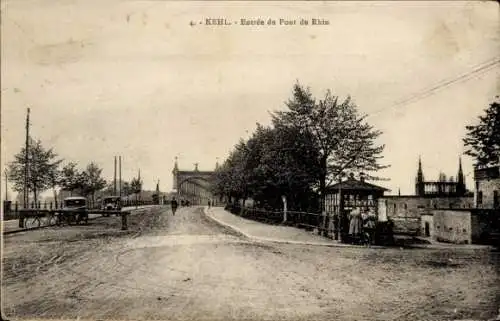 Ak Kehl am Rhein, Entrée du Pont du Rhin