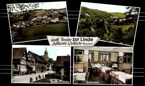 Ak Waldau Titisee Neustadt im Breisgau Schwarzwald, Gasthaus Pension zur Linde, Gastraum