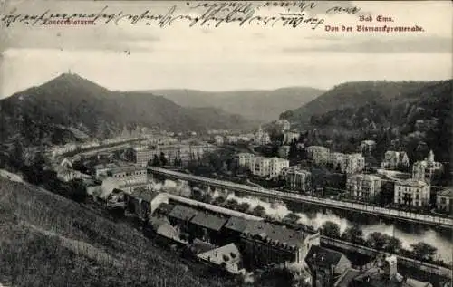 Ak Bad Ems an der Lahn, Blick von der Bismarckpromenade