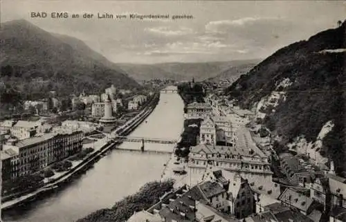 Ak Bad Ems an der Lahn, Blick vom Kriegerdenkmal