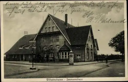 Ak Wilhelmshaven an der Nordsee, Seemannshaus, Litfaßsäule