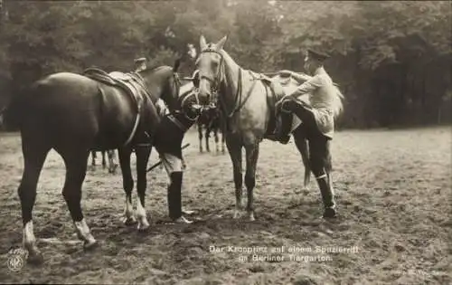 Ak Kronprinz Wilhelm von Preußen, Spazierritt im Berliner Tiergarten