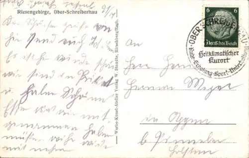 Ak Szklarska Poręba Schreiberhau Riesengebirge Schlesien, Zackelklamm, Zackelfall, Kochelfall